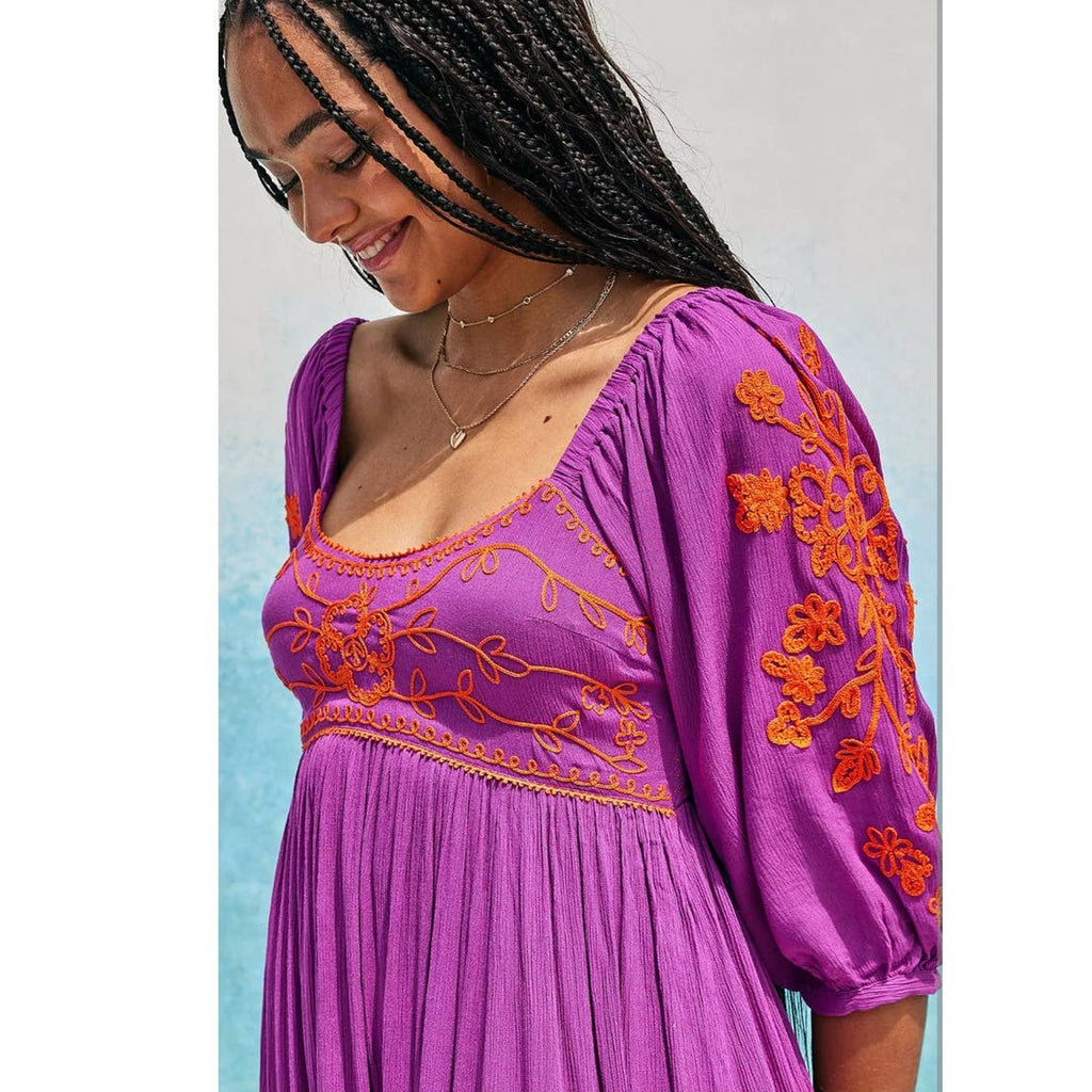 New Free People Wedgewood Embroidered Boho Maxi Dress $168 X-SMALL Floral