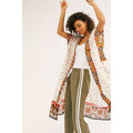 FREE PEOPLE Summer Mirage Boho Kimono XS/S Ivory EMBROIDERED BEADED Free People