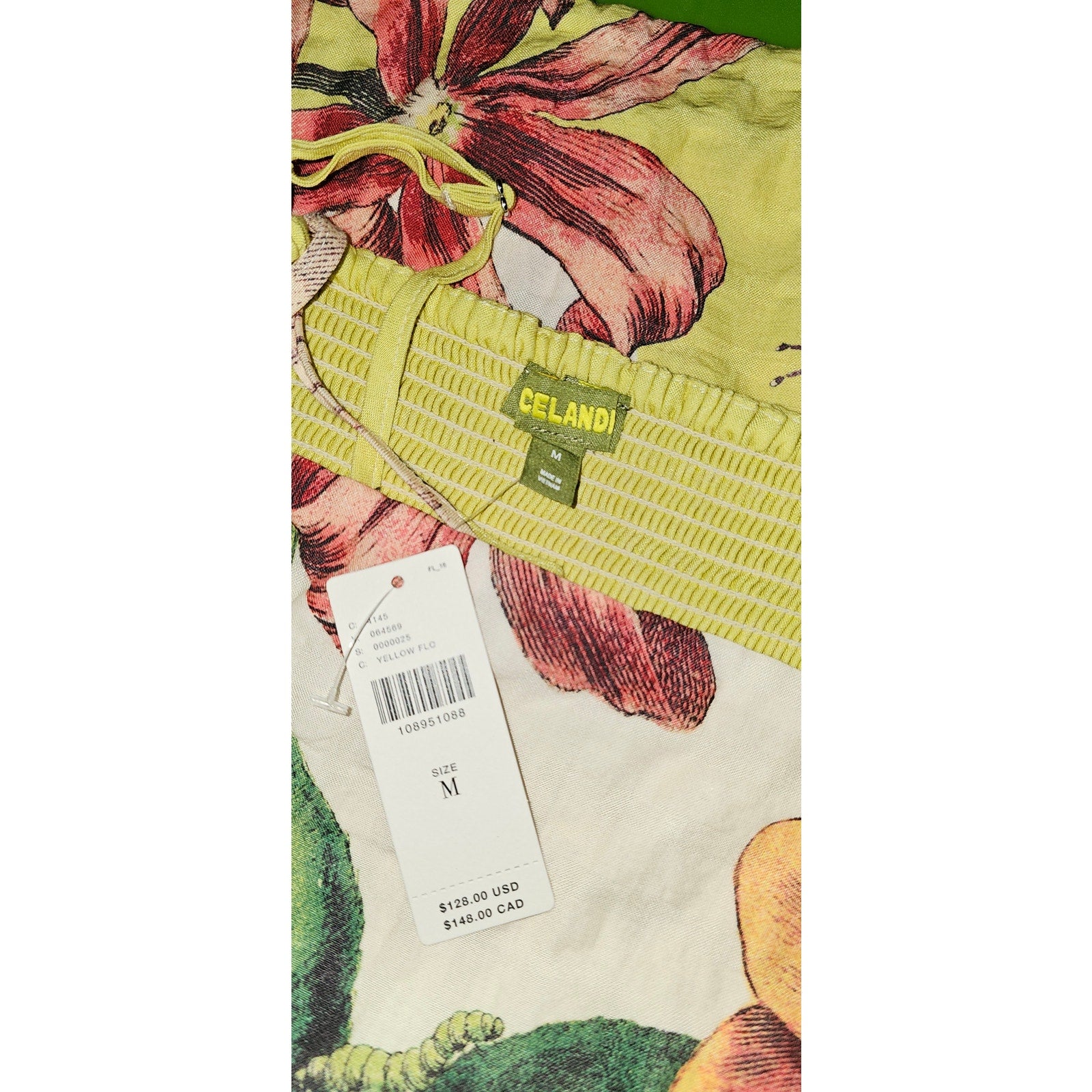 Anthropologie Celandine Beaded Midi Dress MEDIUM Yellow Floral CUTOUTS Anthropologie
