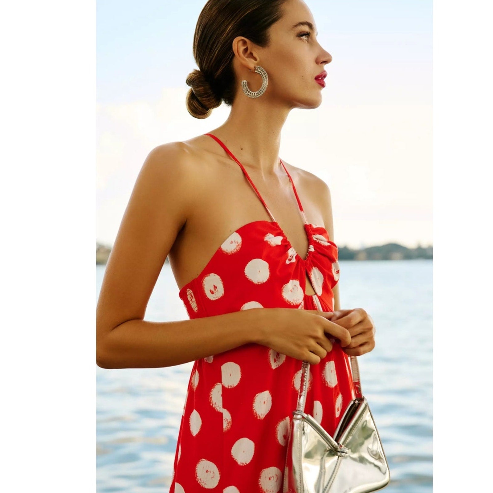 Anthropologie Plenty by Tracy Reese Halter High-Low Ruffle Dress $248 XL Red
