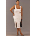 Anthropologie Sleeveless Square-Neck Linen Button Wrap Midi Dress 1X Anthropologie