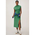 Anthropologie The Maya Ruched Cowl-Neck Midi Dress $160 X-SMALL Green