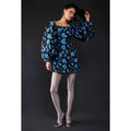 New FREE PEOPLE Aureta Georgia Mini Dress $268 XS Black/Blue Floral Embroidered