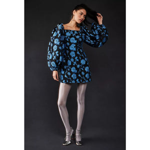 New FREE PEOPLE Aureta Georgia Mini Dress $268 XS Black/Blue Floral Embroidered