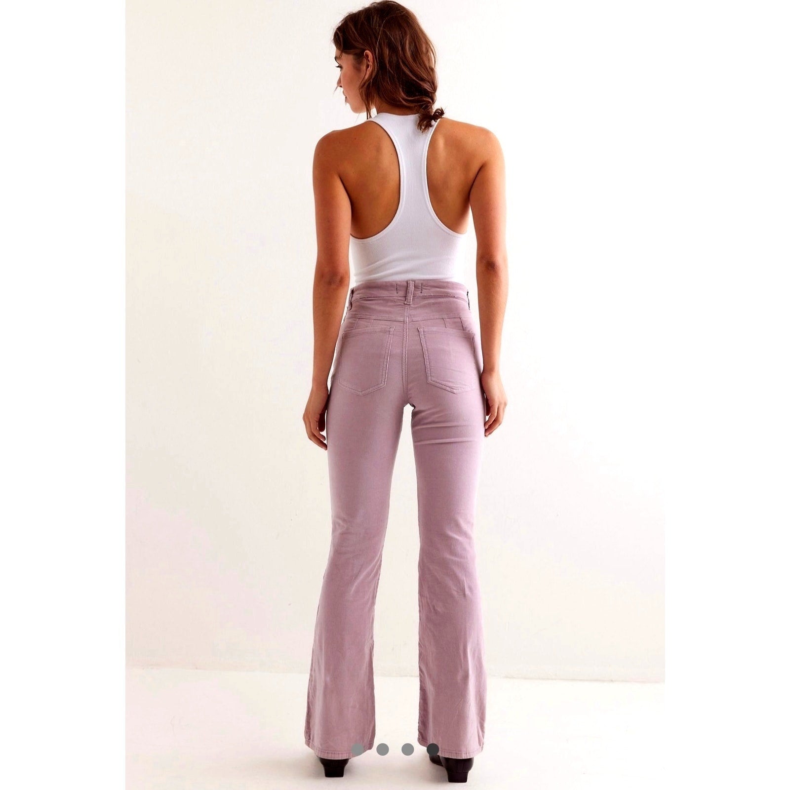 New FREE PEOPLE CRVY Karma Cord Flare Jeans WTF $128 XXL Lilac Smoke