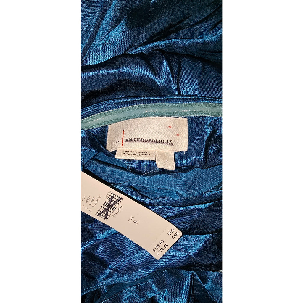 Anthropologie Flutter-Sleeve Square-Neck Maxi Dress $158 SMALL Blue