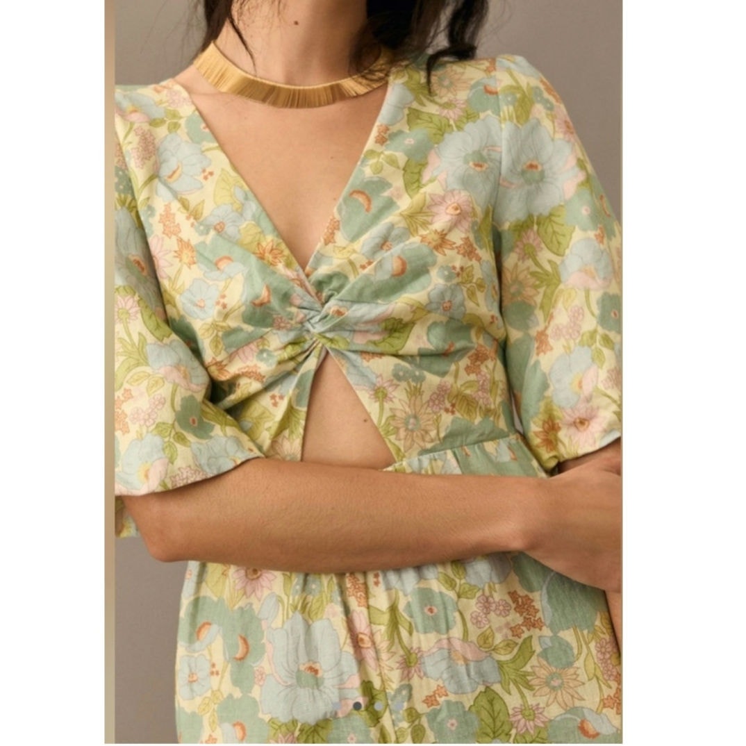 Anthropologie x Sancia The Aida Floral Wide-Leg Jumpsuit $239 PLUS 1X Green