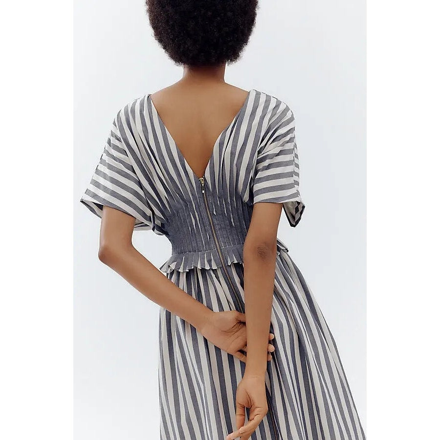 Anthropologie V-Neck Zip-Front Midi Dress