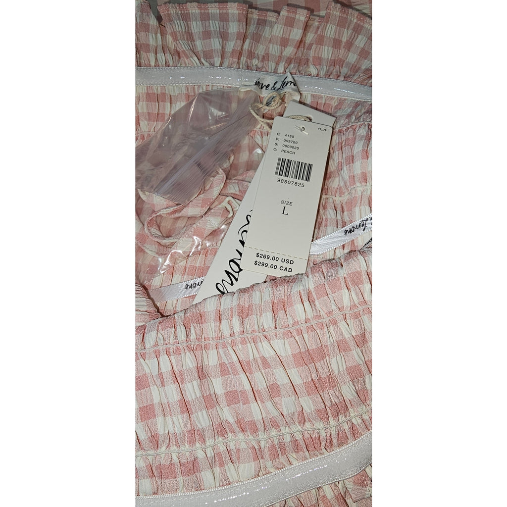 Anthropologie For Love & Lemons Petal Smocked Midi Dress Large Gingham Anthropologie
