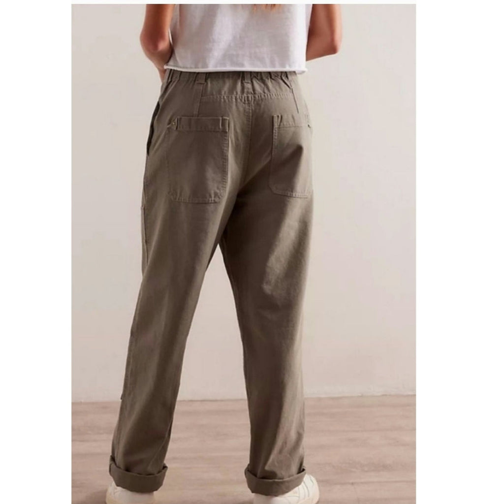 New FREE PEOPLE We The Free Hayden Carpenter Pull-On Pants $148 MEDIUM Army