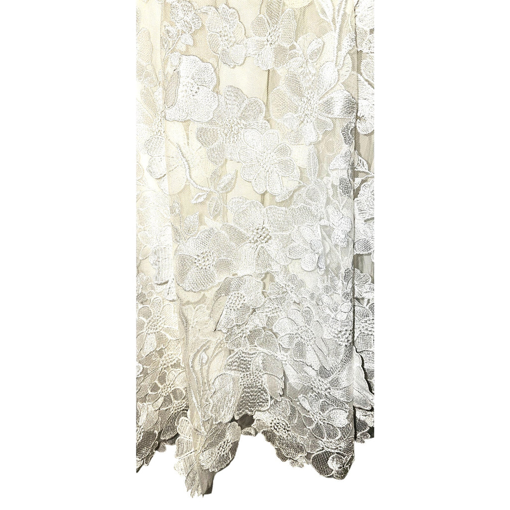 New Anthropologie Maeve Floral Appliqué Maxi Skirt $298 SIZE 6 White Midi Length