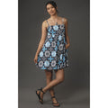New Anthropologie Hutch Bandeau Romper $160 LARGE Blue Pineapple Smocked