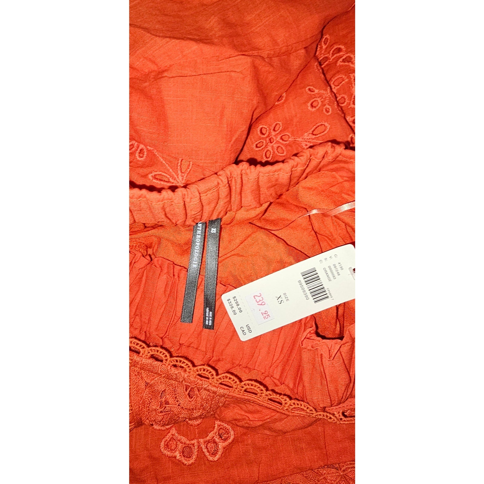 Anthropologie Halter Cutwork Lace Dress MAXI X-SMALL Orange Anthropologie