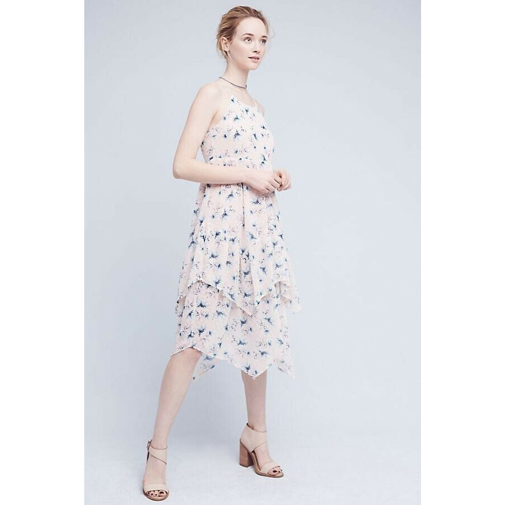 Nwt Anthropologie x Moon River Firenze Tiered Midi Dress Small Petite $158 Pink