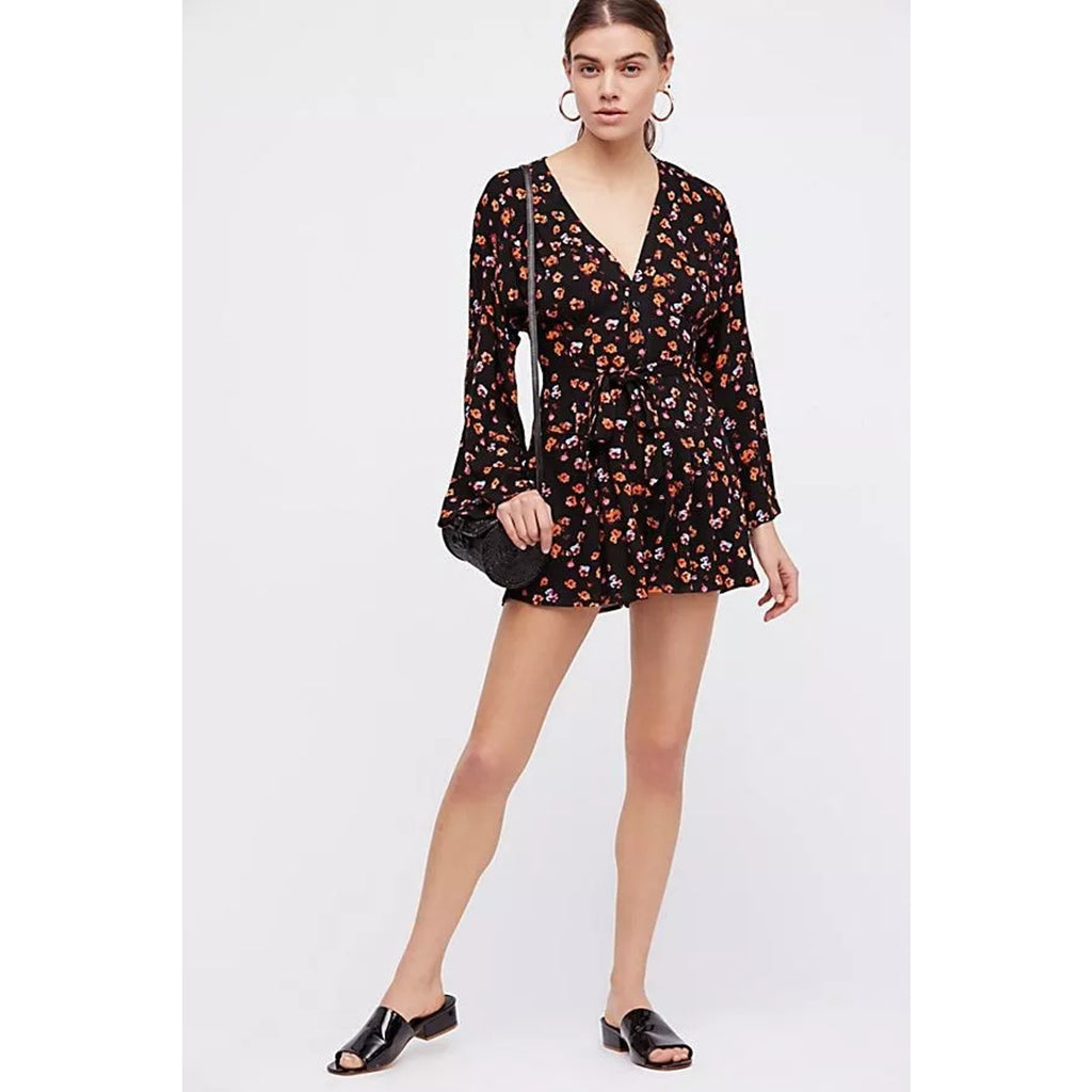 Free People Floral Long Sleeve Romper