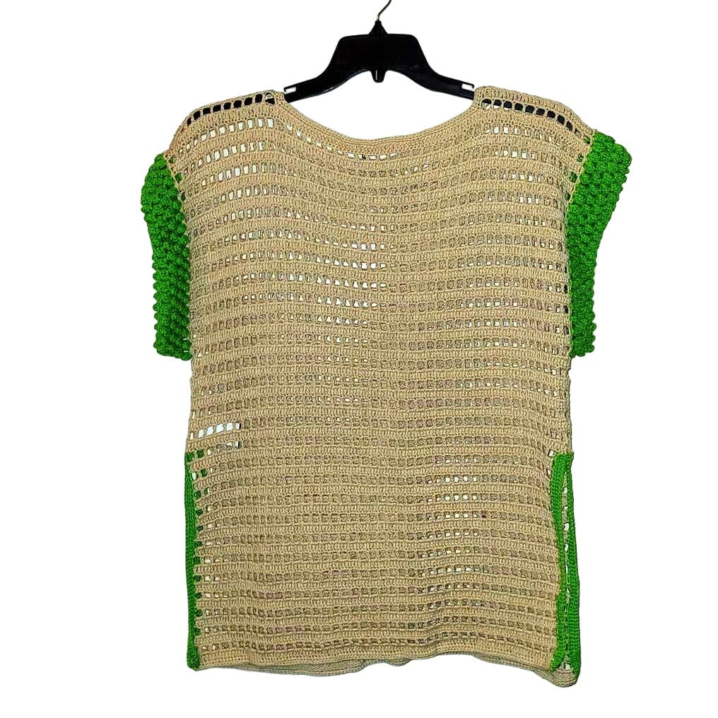New Catarina Mina Crochet Top ONESIZE Beige Green Handmade Crochet