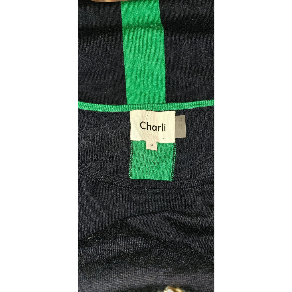 New Anthropologie Charli Therese Balloon-Sleeved Sweater $148 X-SMALL Blue/Green