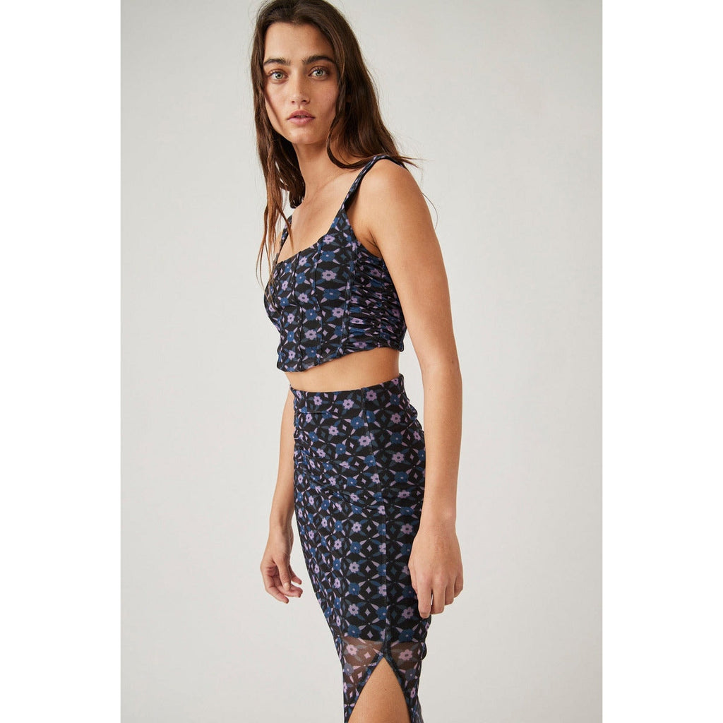 New FREE PEOPLE Galaxy Corset Tank Midi Skirt Set $128 SMALL Night Sky Combo