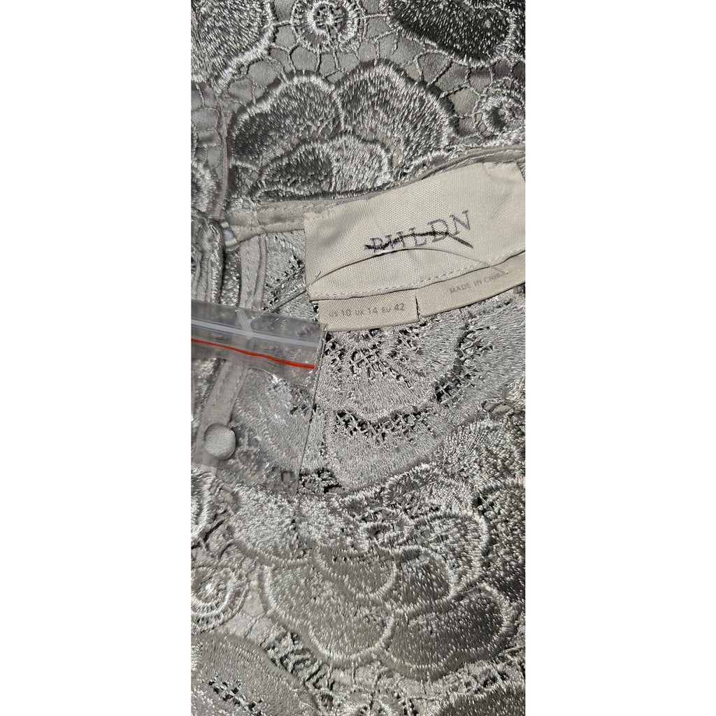New Anthropologie BHLDN Emmeline Floral Lace Dress $220 SIZE 10 Silver