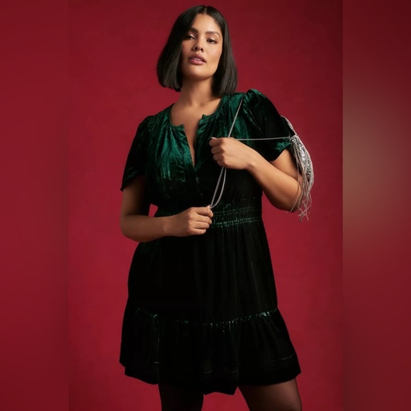 New Anthropologie The Somerset Mini Dress: Velvet Edition $168 XXS - 00 Holly