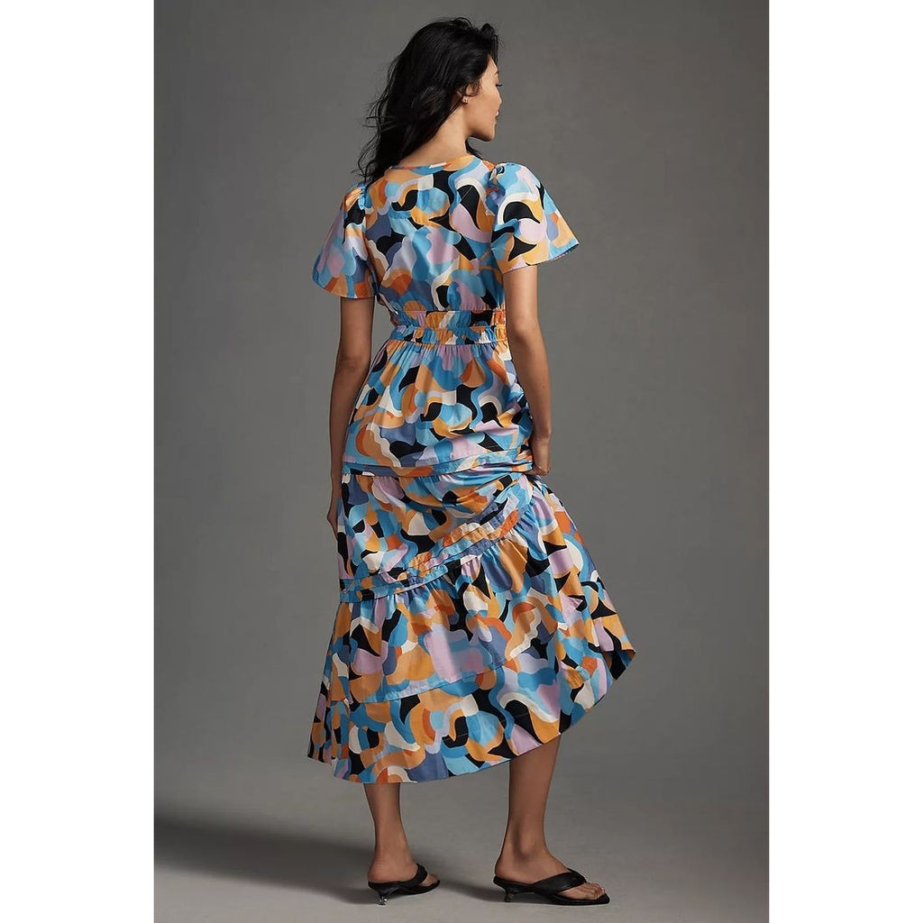 Anthropologie The Somerset Maxi Dress $168 XXS Orange Abstract