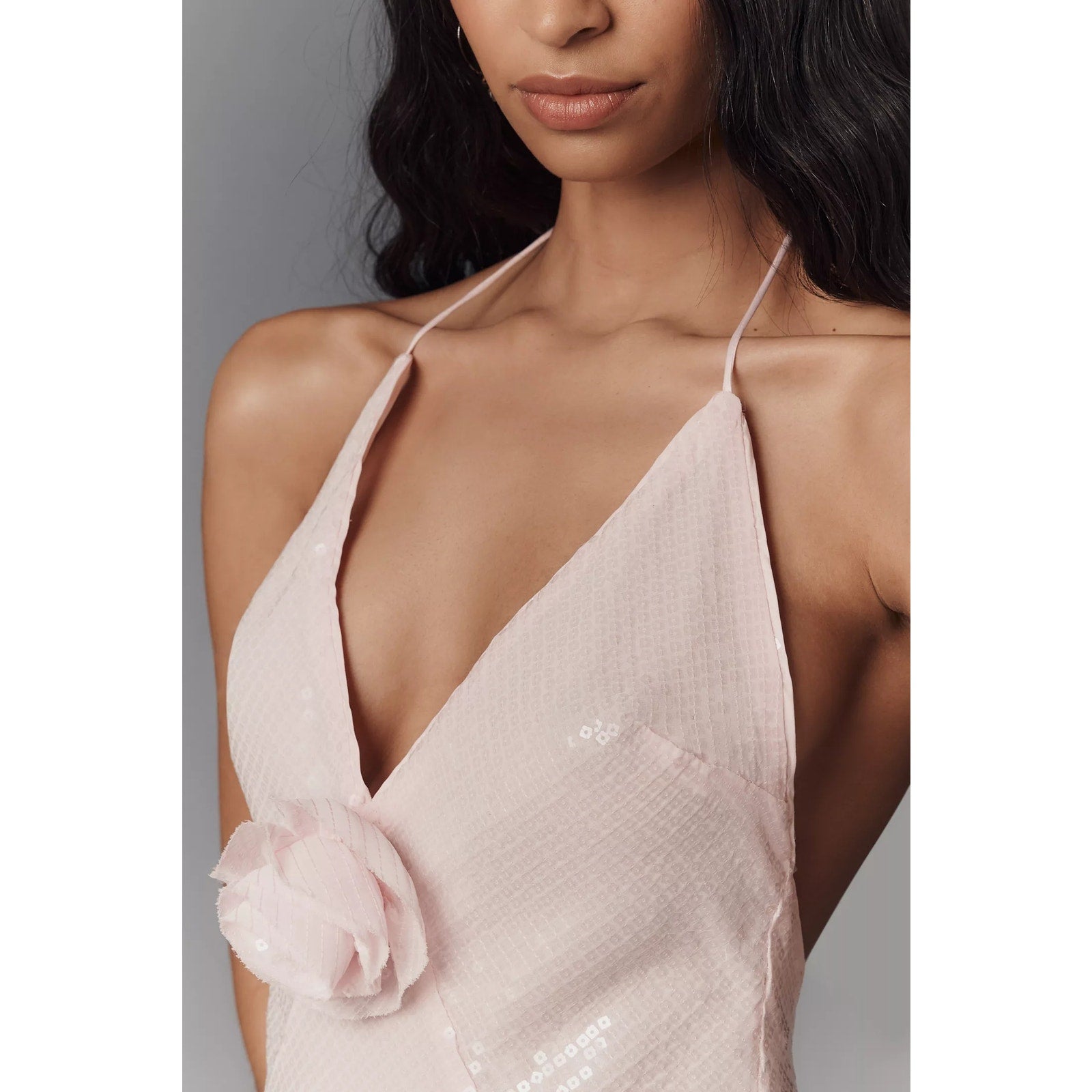 Anthropologie x Bardot Aradia Sequin Halter Slip Dress $179 Sz 6 Pink Rose
