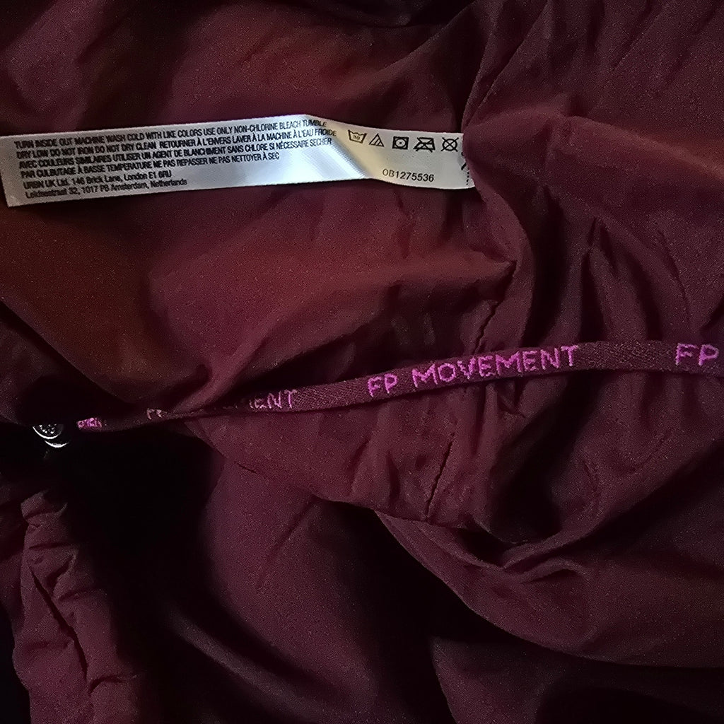 New Free People FP MOVEMENT Midnight Moon Solid Bomber Jacket $198 LARGE Wine
