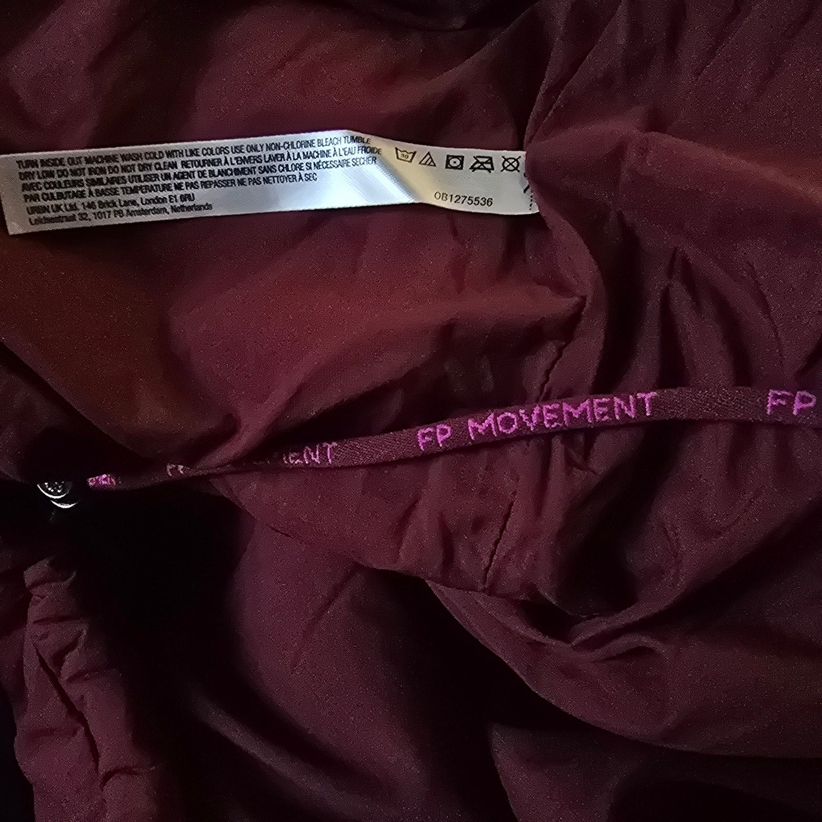 New Free People FP MOVEMENT Midnight Moon Solid Bomber Jacket $198 LARGE Wine