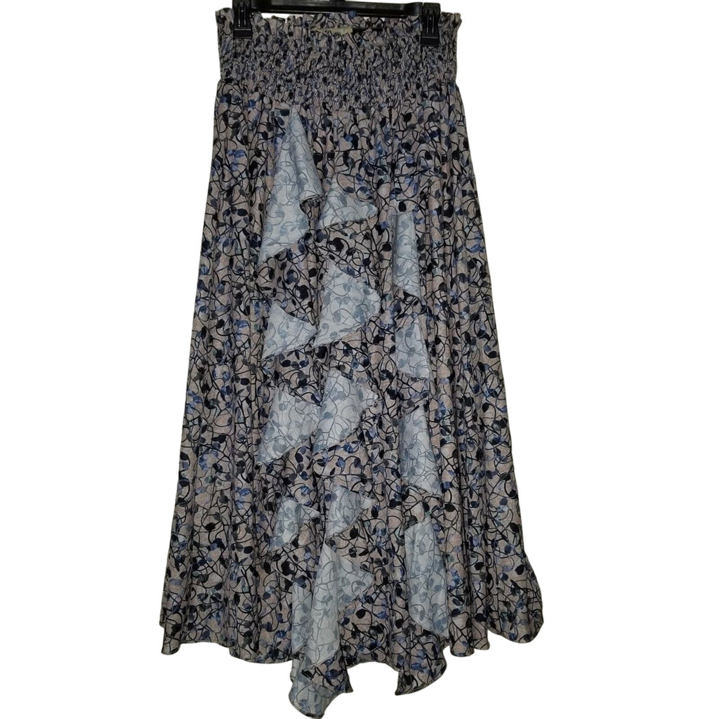 Anthropologie Keshika Ruffled Midi Skirt Mynah's Reynu Taandon SMALL Anthropologie