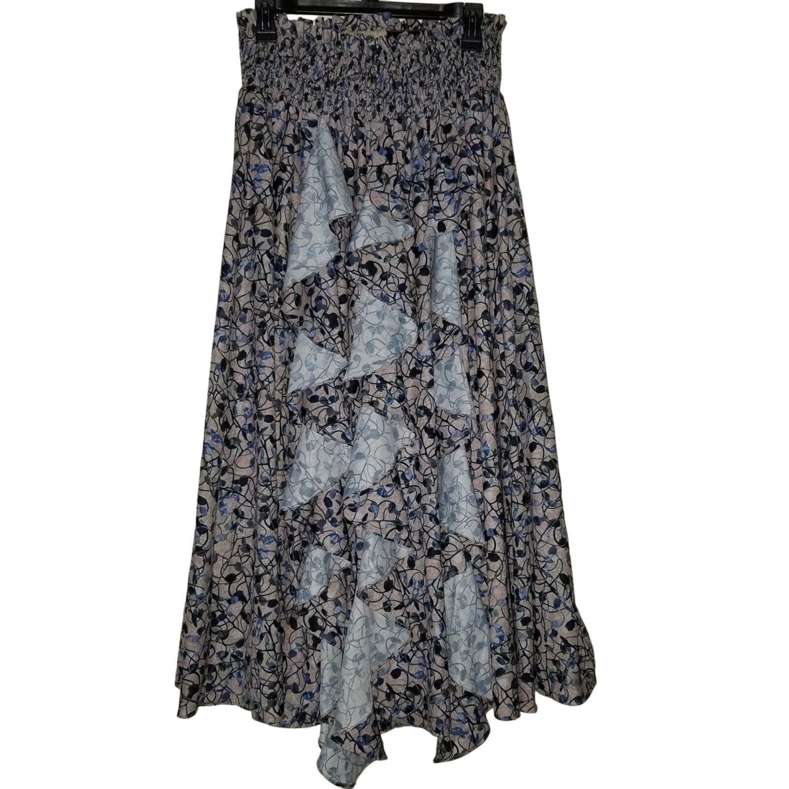 Anthropologie Keshika Ruffled Midi Skirt Mynah's Reynu Taandon SMALL Anthropologie