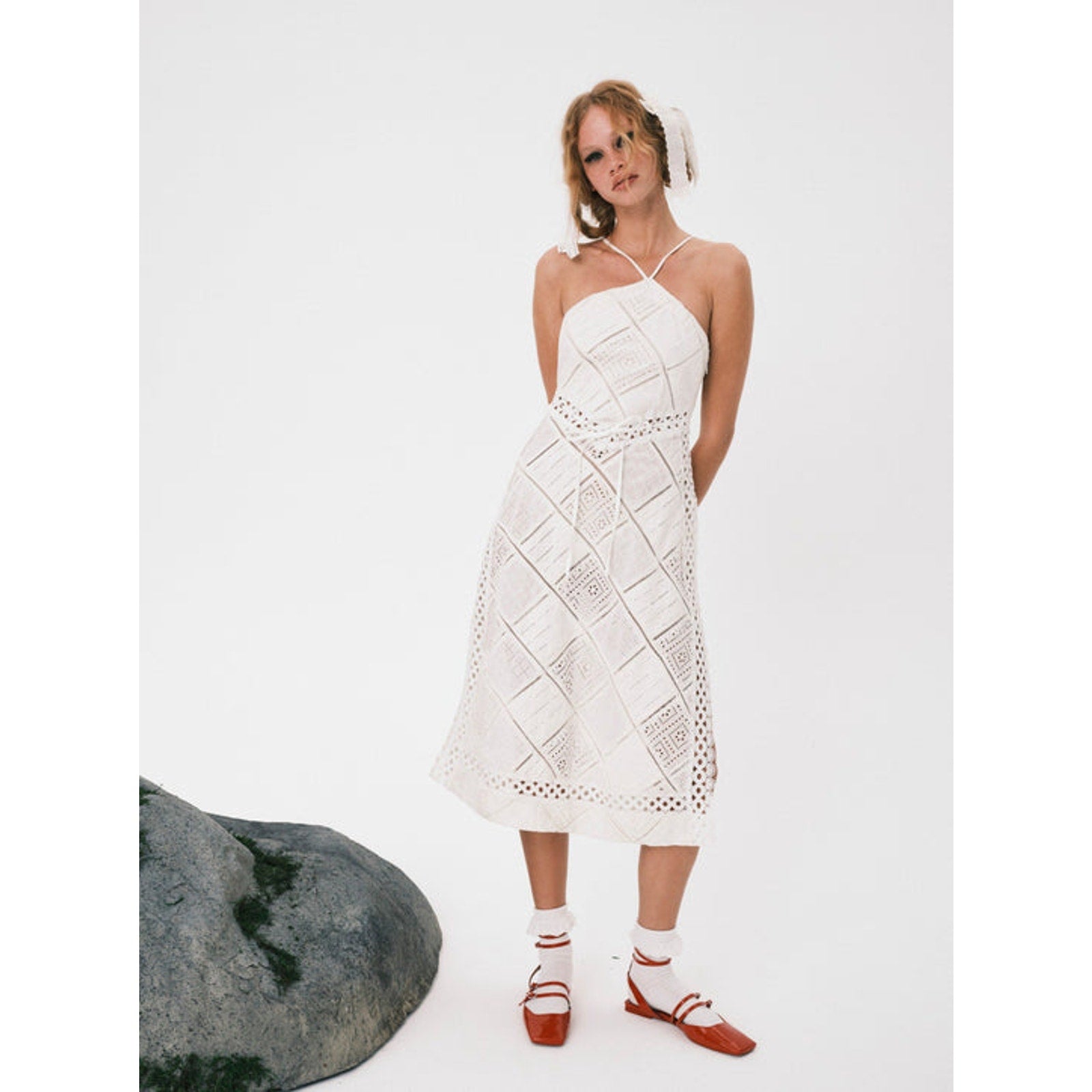 New FREE PEOPLE For Love & Lemons Temple Halter Midi Dress $269 SMALL White
