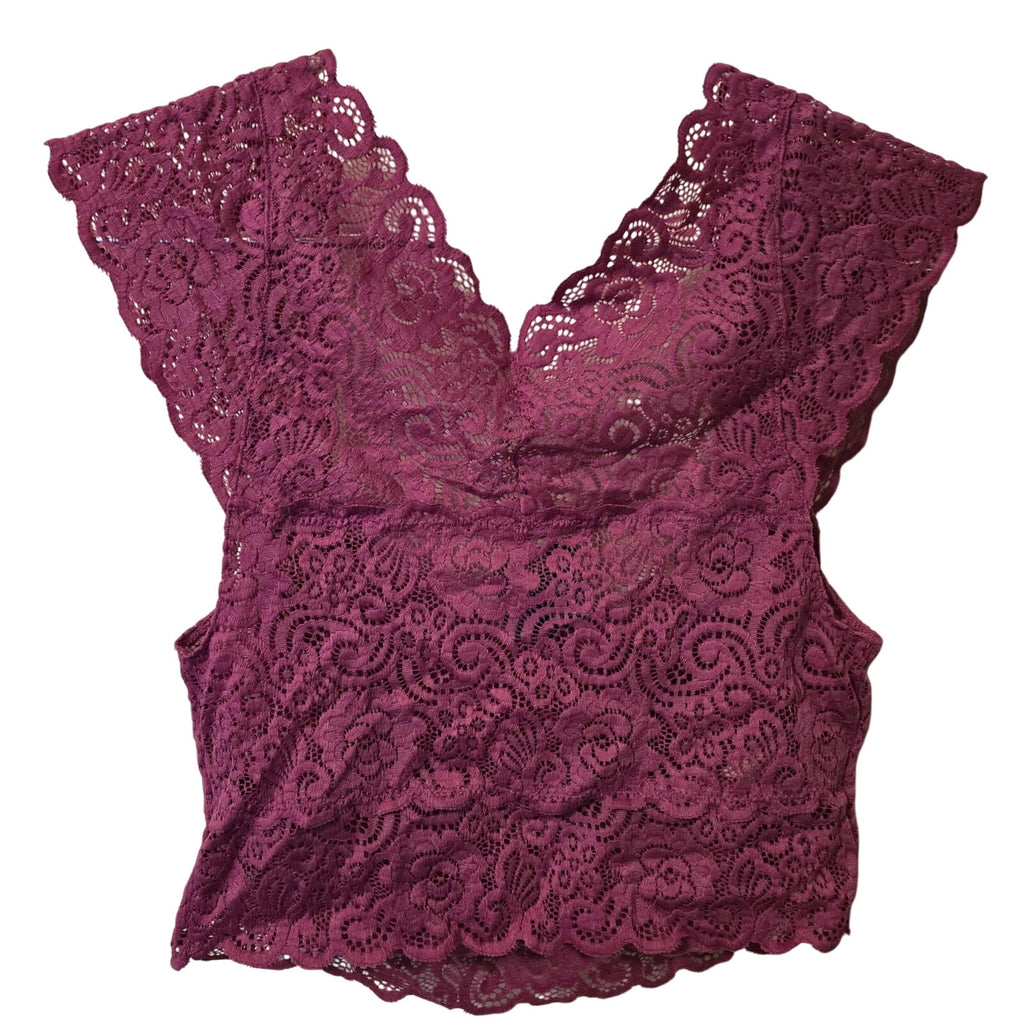 New Free People Intimately Chase Me Lace Brami Feather $48 Fuschia Small Floral