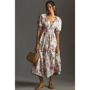Anthropologie The Somerset Maxi Dress Puff-Sleeve Edition XS Floral