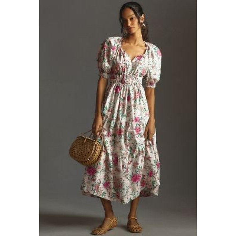 Anthropologie The Somerset Maxi Dress Puff-Sleeve Edition XS Floral Anthropologie