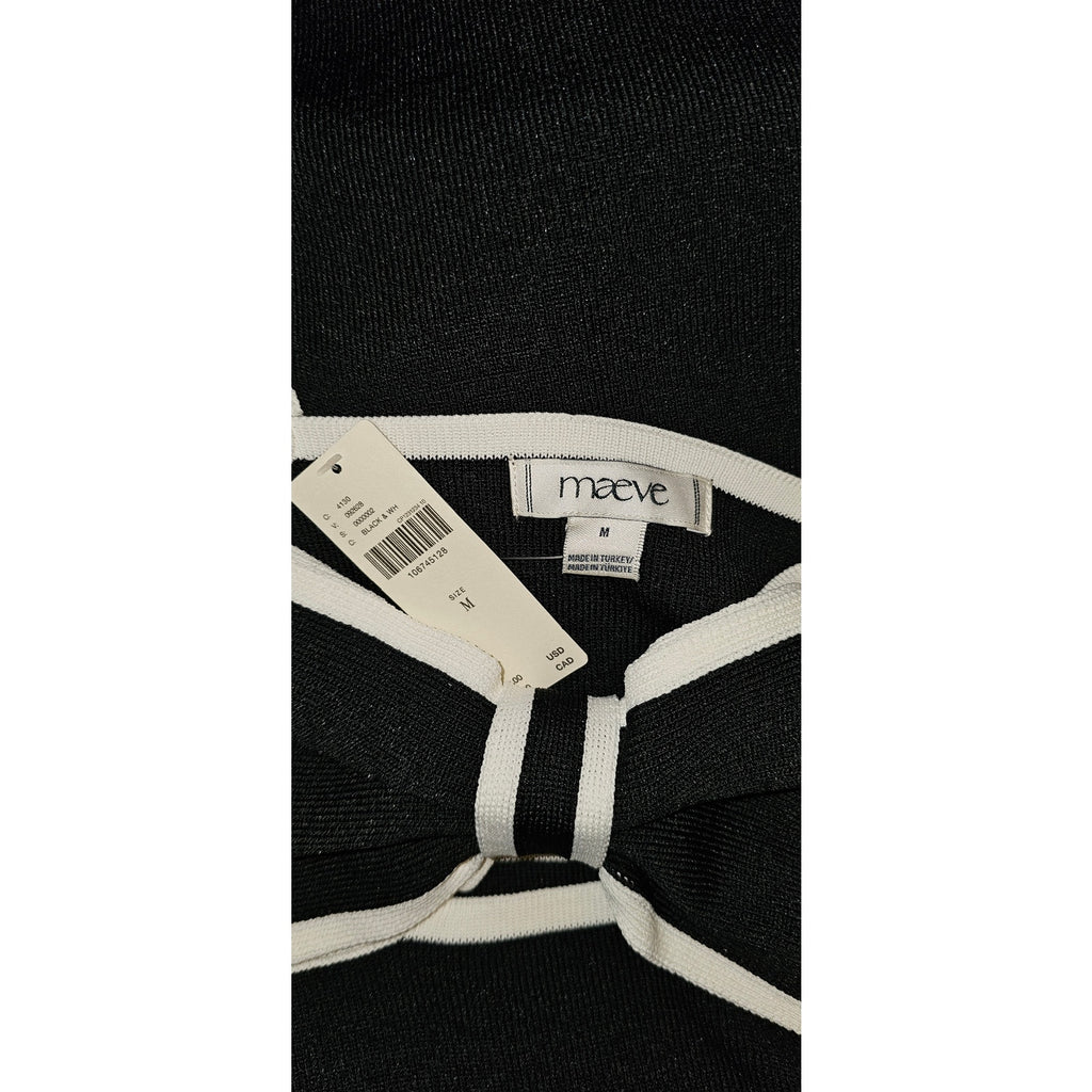 Anthropologie Bow Cutout Mini Sweater Dress MEDIUM B&W Knit Sleevelesss Anthropologie