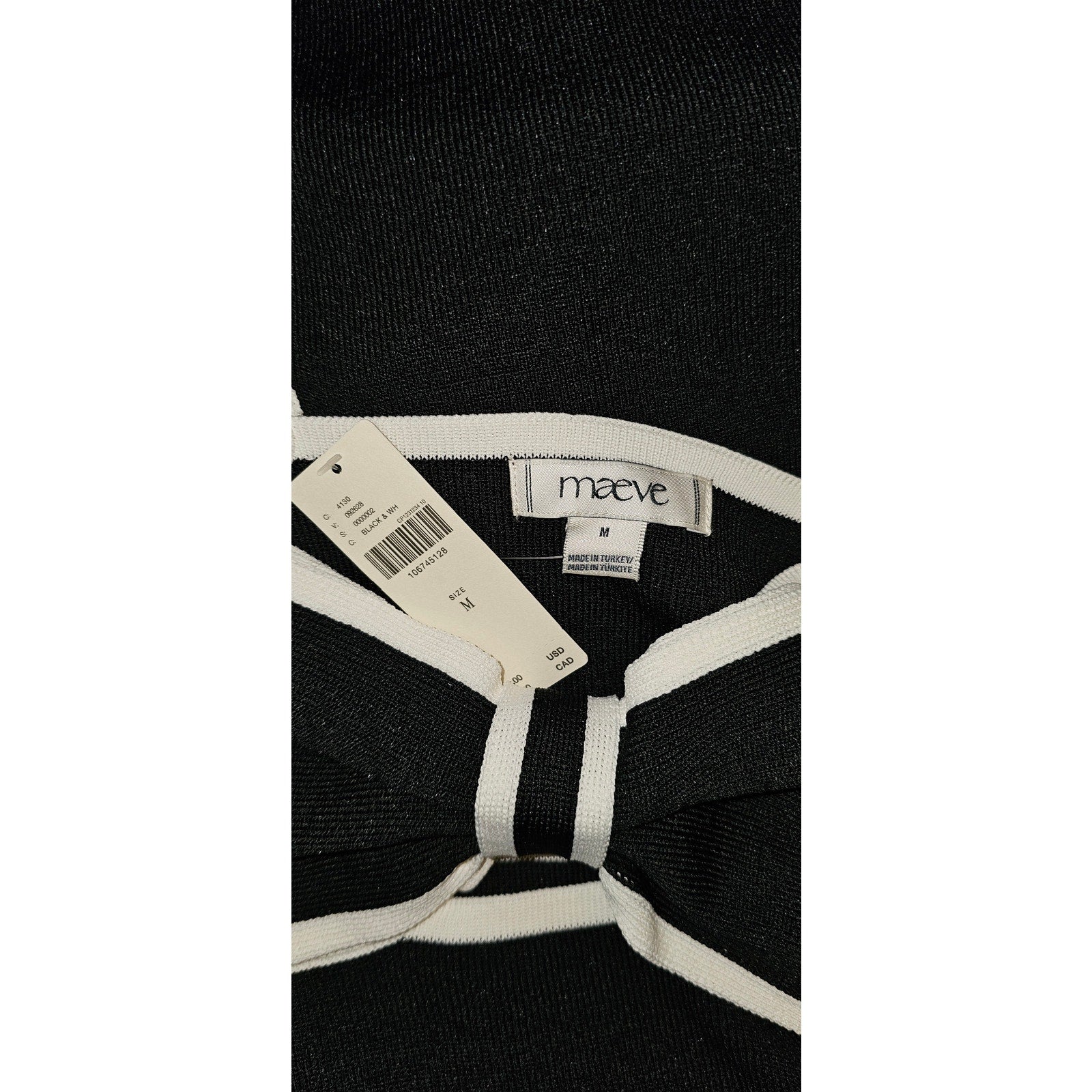 Anthropologie Bow Cutout Mini Sweater Dress MEDIUM B&W Knit Sleevelesss Anthropologie