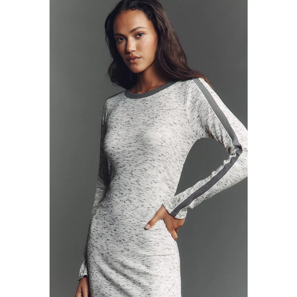 Anthropologie Daily Practice Long-Sleeve Fitted Midi Dress LARGE Gray Anthropologie
