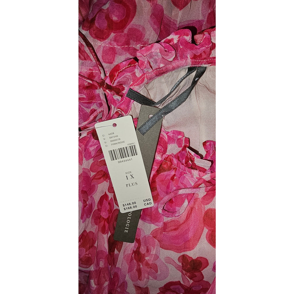 Anthropologie The Somerset Halter Mini Dress Plus 1X Pink Floral Boho Anthropologie