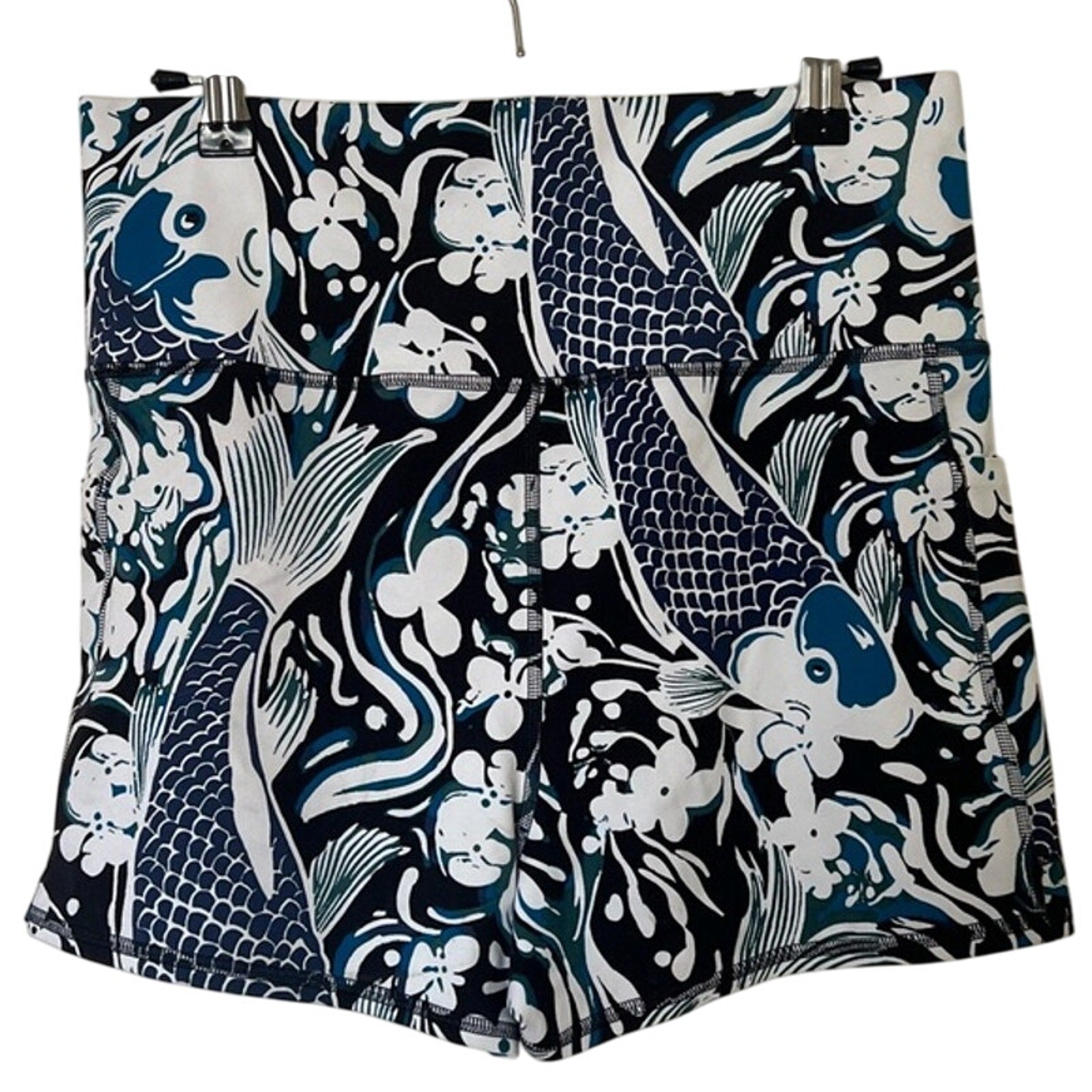 FREE PEOPLE MOVEMENT Never Better Printed Run Shorts SMALL Blue Koi Fish Free People