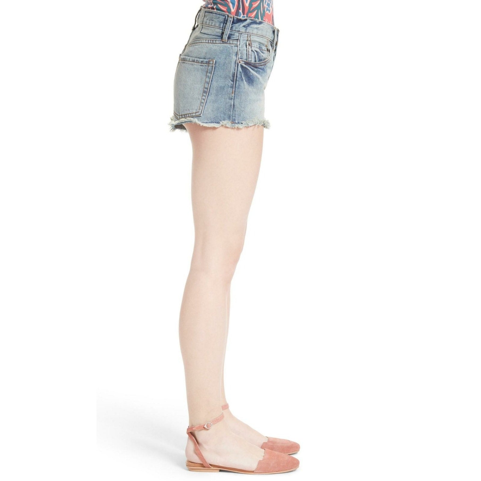 New Free People WTF Women's Blue Stilt Cutoff Denim Shorts Size 24