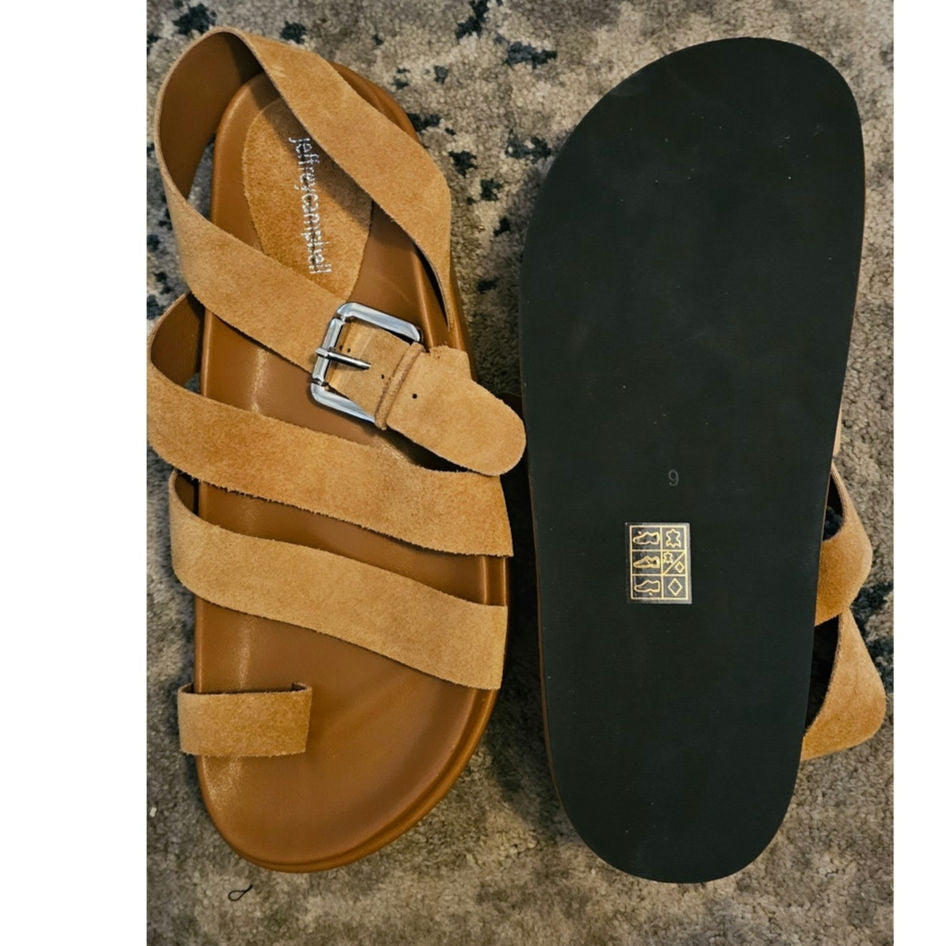 Free People JEFFREY CAMPBELL Getaway Footbed Sandals SIZE 9 Tan Free People