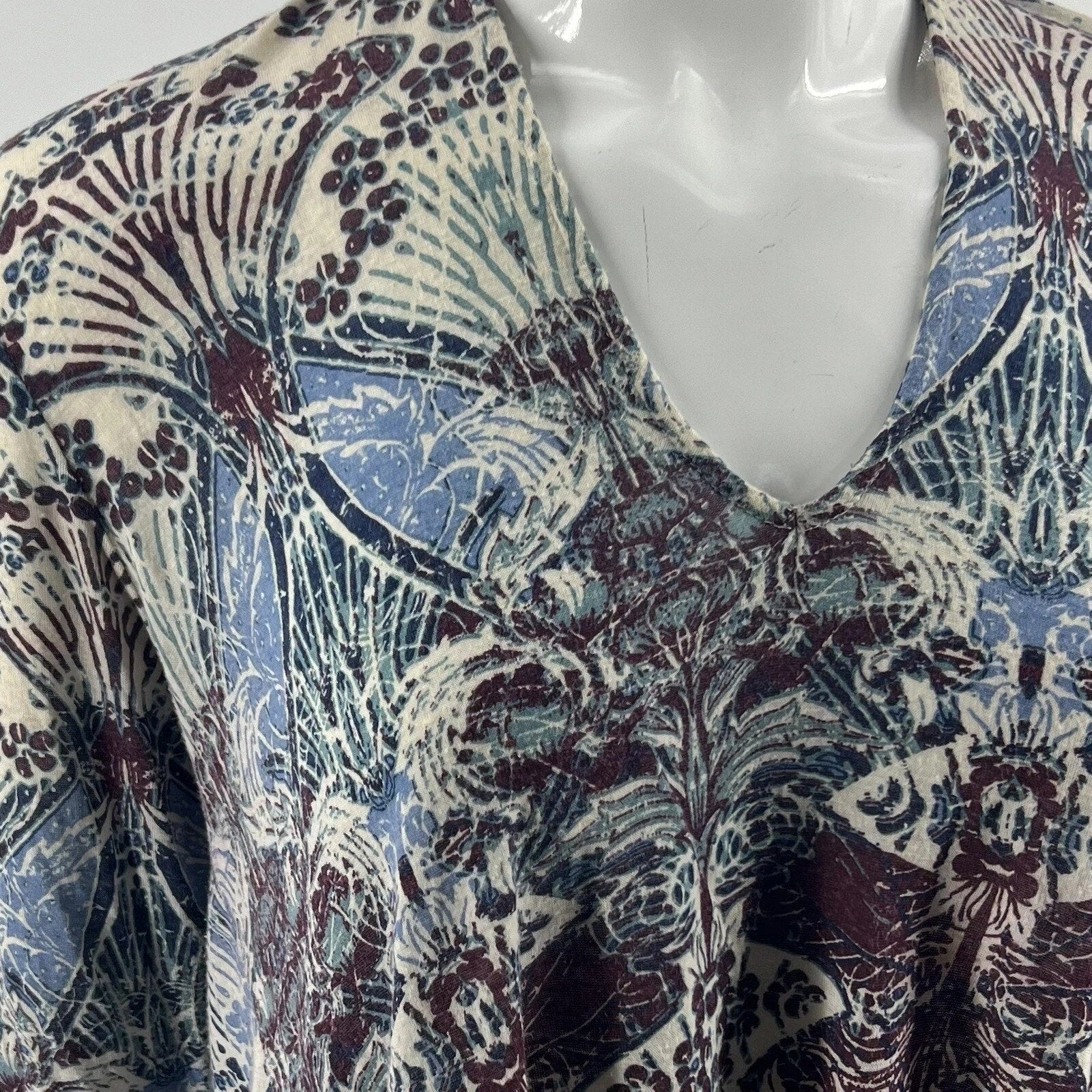 New Free People Snow Combo Long Sleeve Tulip Top $88 XS Boho Lace Applique