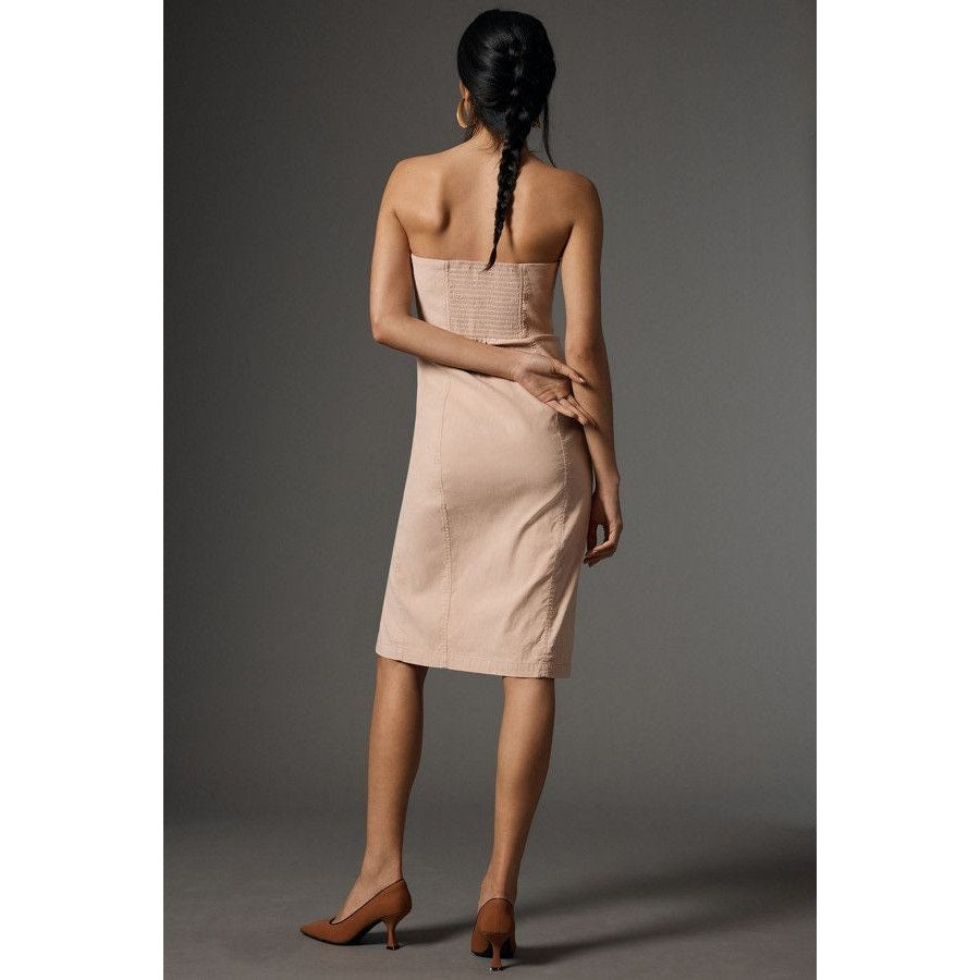New By Anthropologie Strapless Side-Slit Dress $170 XL PETITE Pink Knee Length