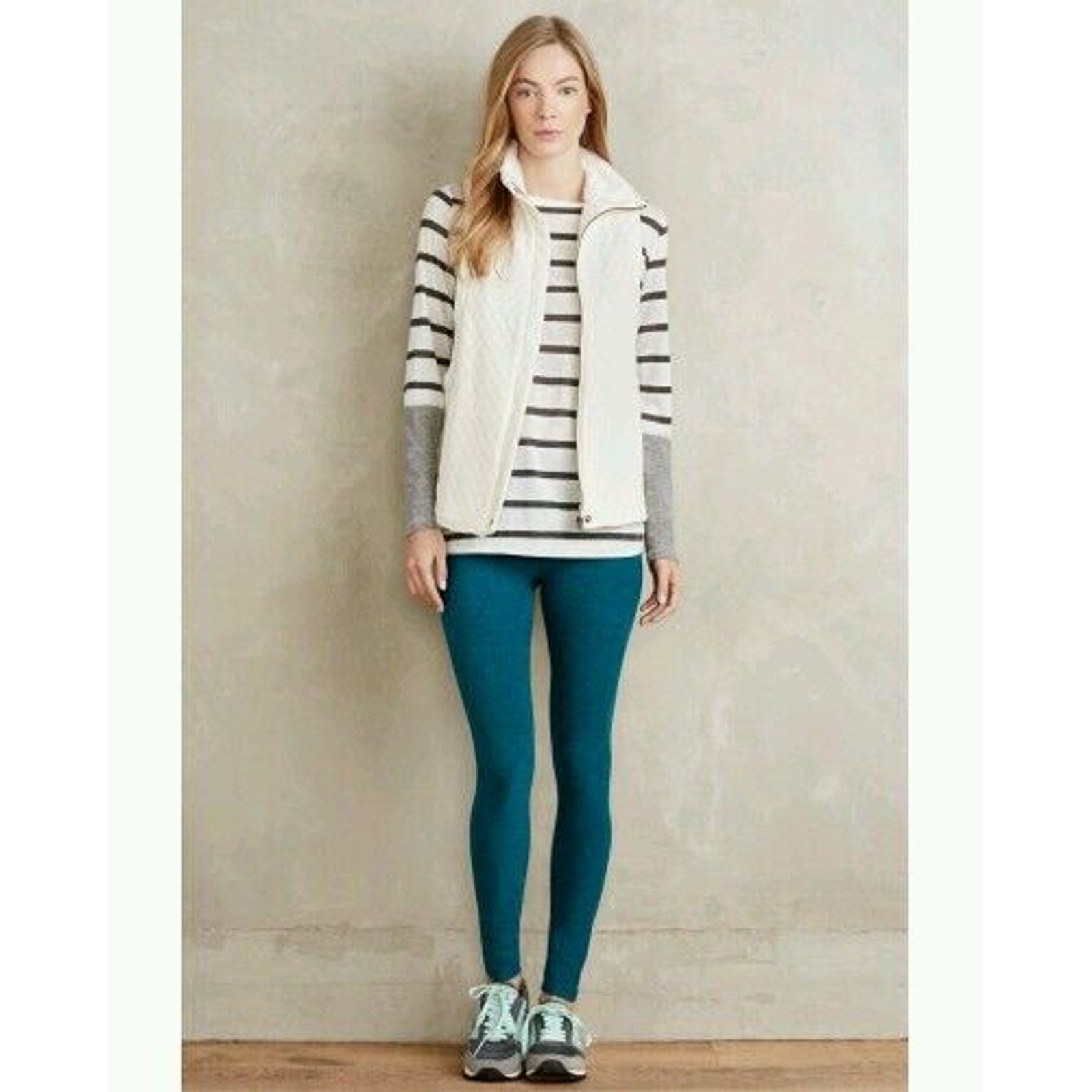 New Anthropologie Quilted Sherpa Vest by Bella Luxx NATURAL Retail $128