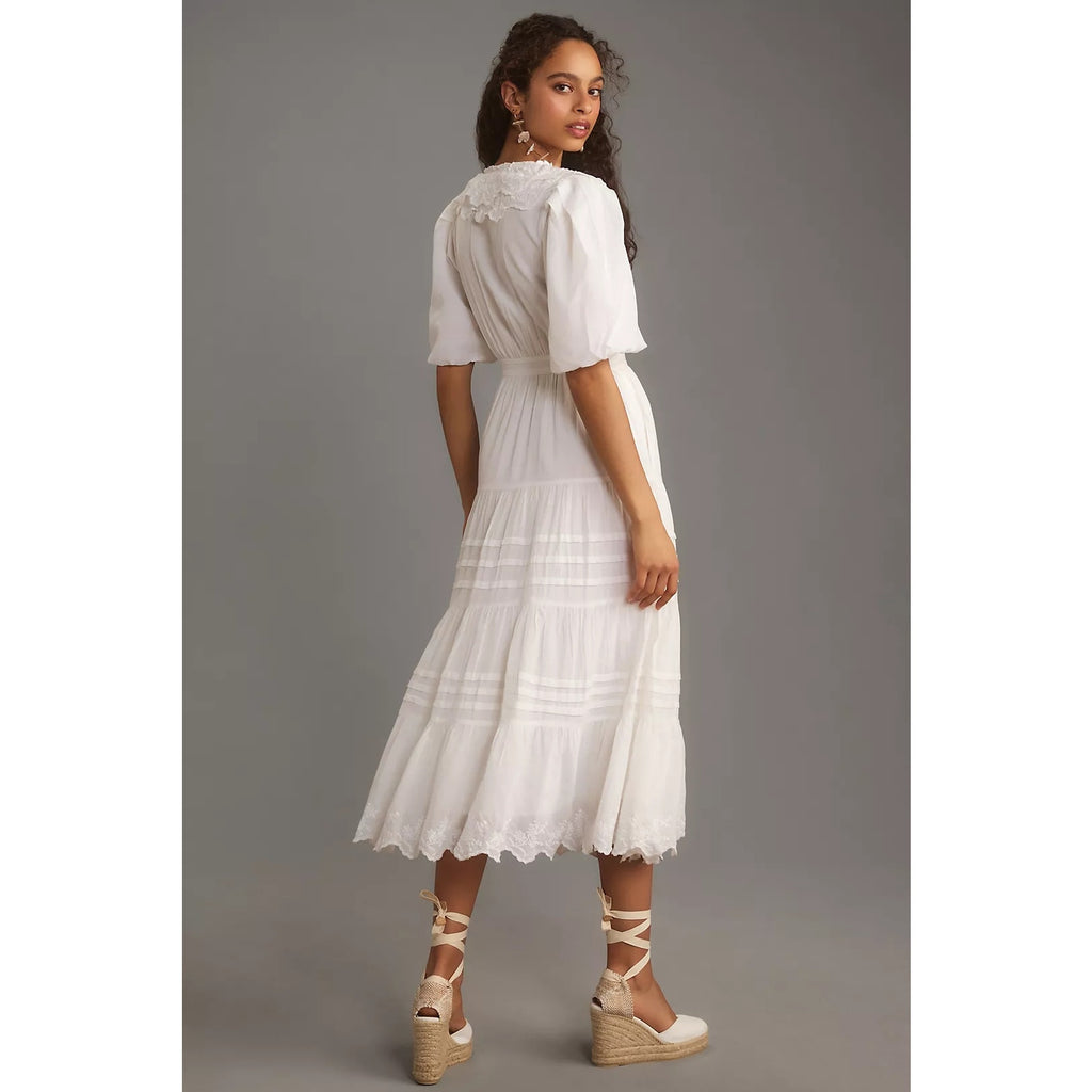 Anthropologie Love The Label ShortSleeve Ruffled Tiered Wrap Maxi Dress XL Anthropologie