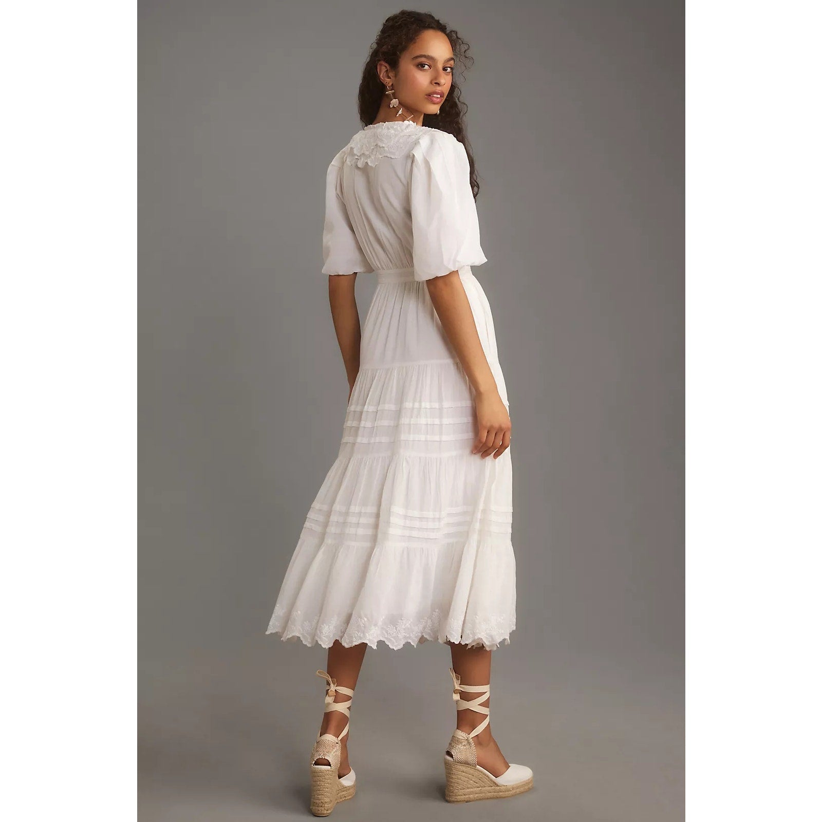 Anthropologie Love The Label ShortSleeve Ruffled Tiered Wrap Maxi Dress XL Anthropologie