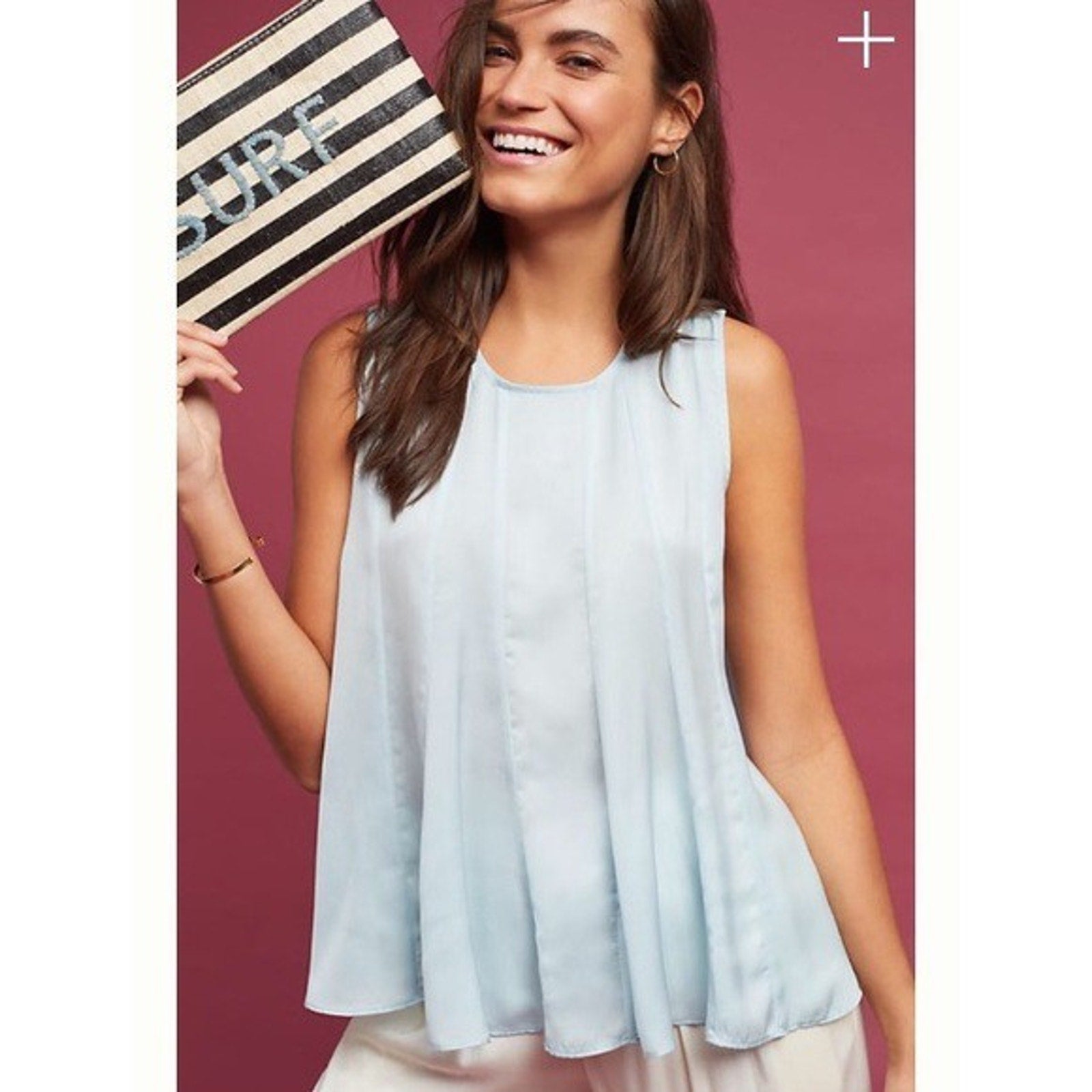 NEW Anthropologie eri + ali Sky Blue swing tank Petite Small