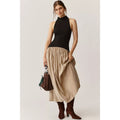 Anthropologie Maeve Mariana Drop-Waist Maxi Dress X-LARGE Black & Tan Anthropologie