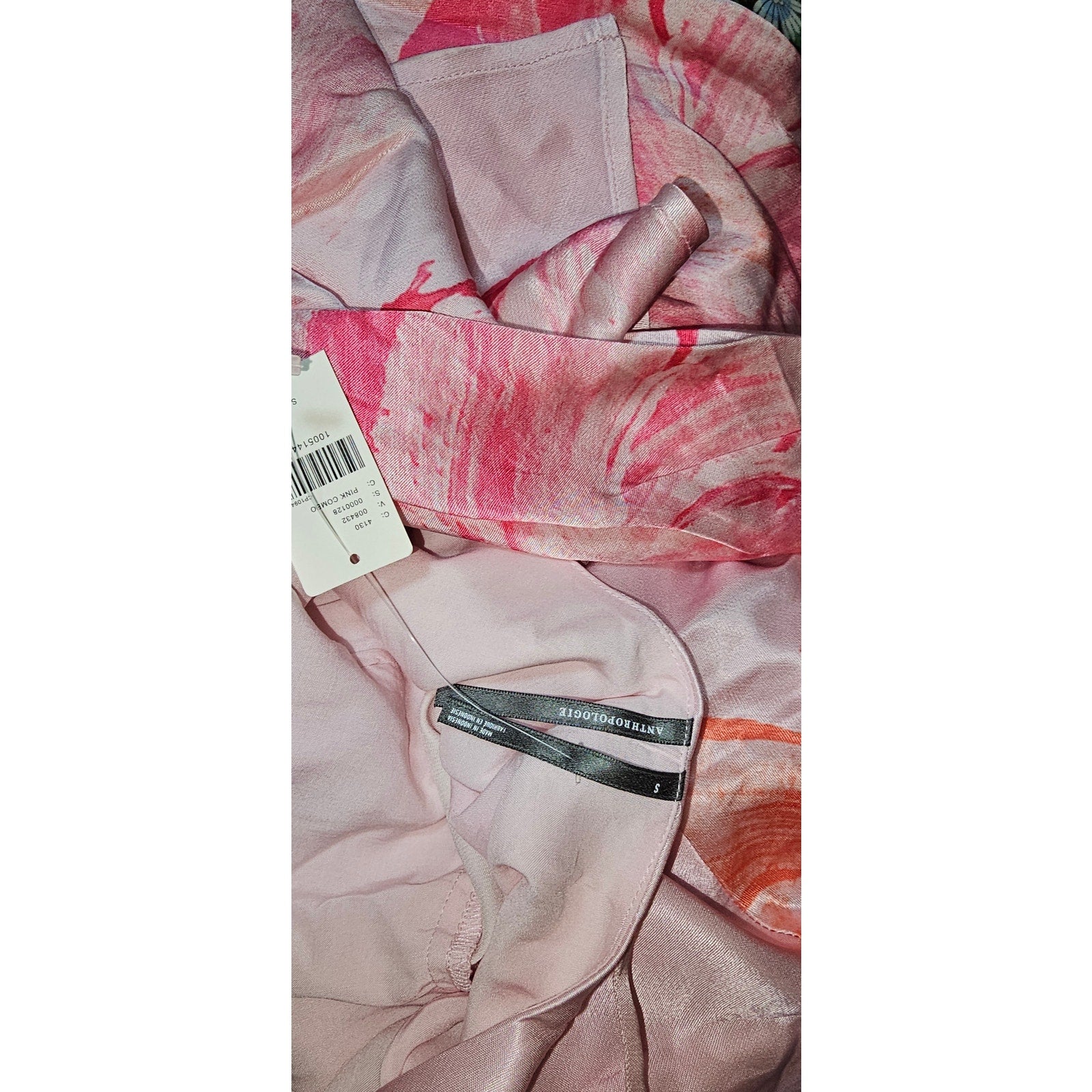 Anthropologie Short-Sleeve Maxi Slip Dress $168 Small Pink Floral Boho