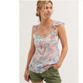 Anthropologie BANJANAN Garden Party Ruffled Tank $170 SMALL Pink Floral